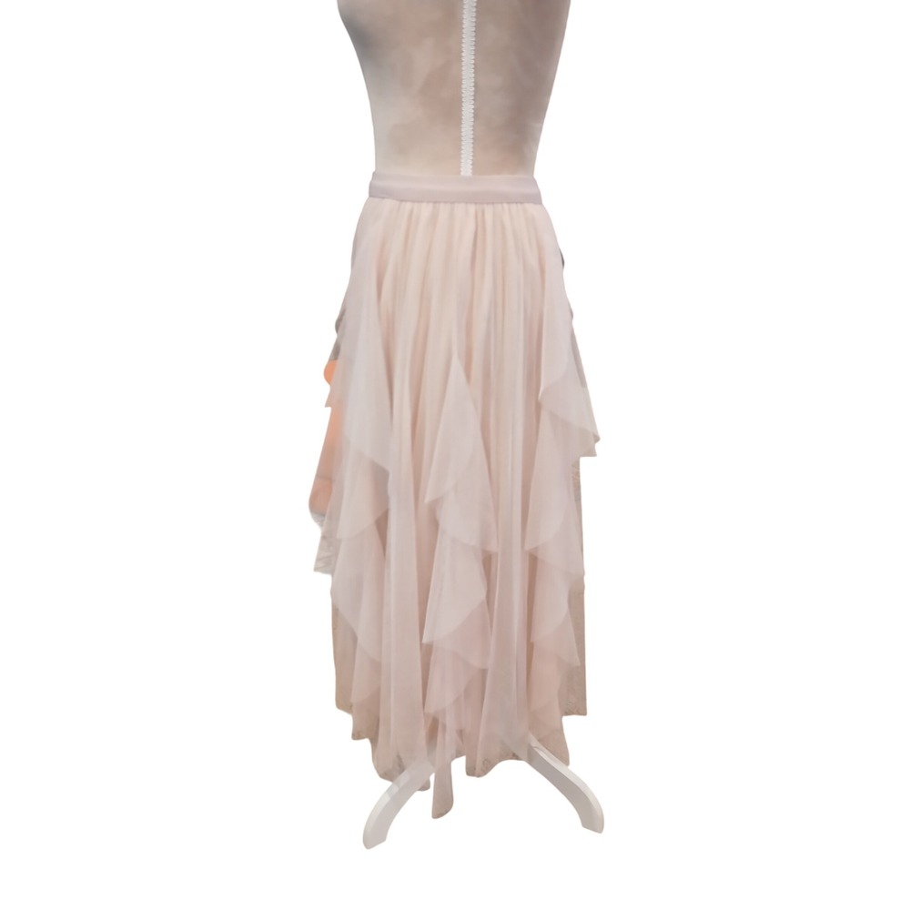 Blush Pink Tulle Tiered Ruffle Midi Skirt Balletcore Fairycore Pastel Ethereal - Picture 5 of 9